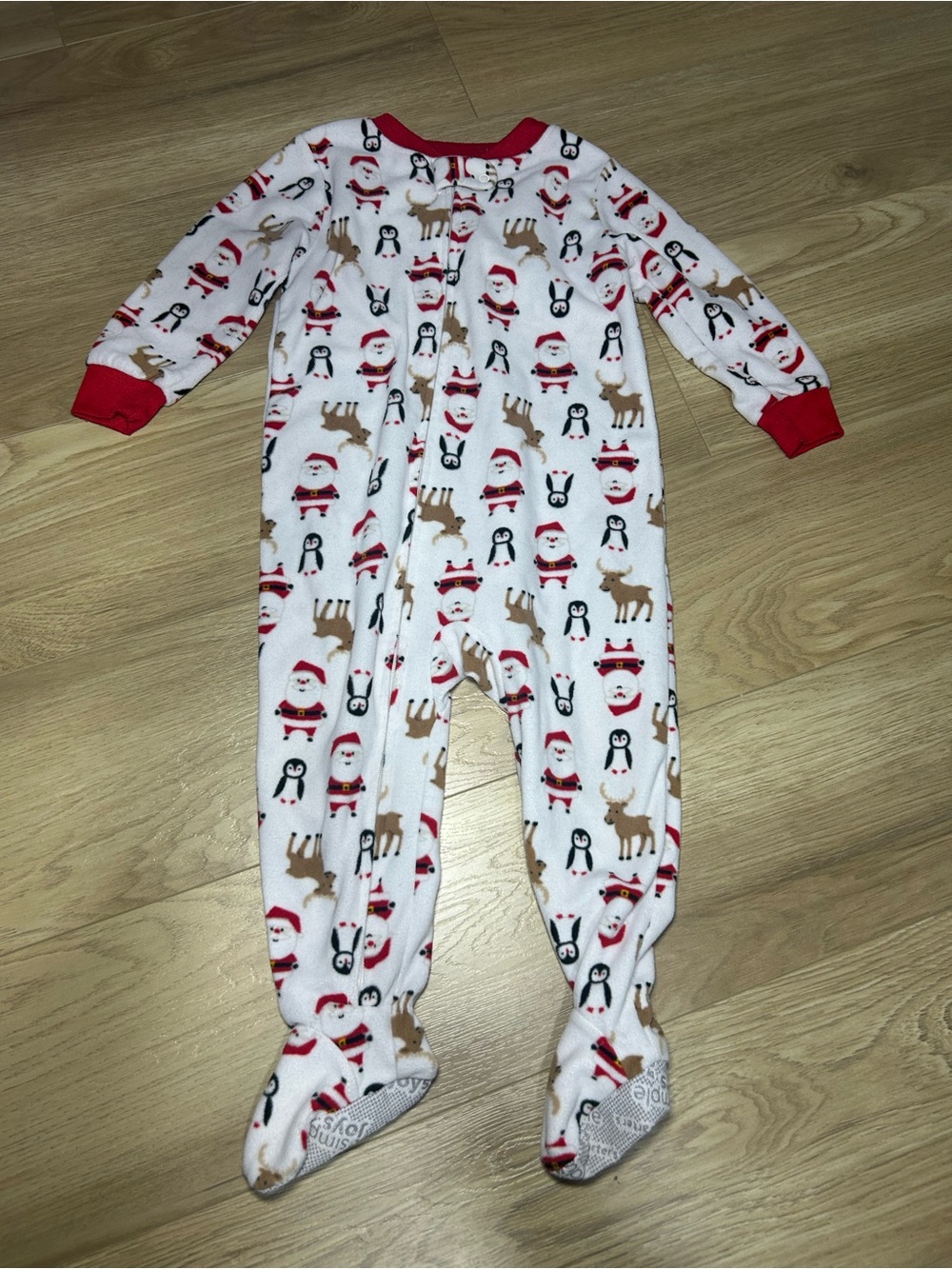 Carter's White Red Holiday One-Piece Footed Pajamas